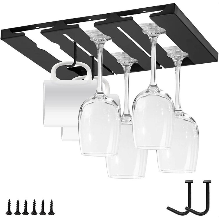 Ebern Designs Wine Glass Rack Under Stemware Holder, Glasses Storage Hanger Under